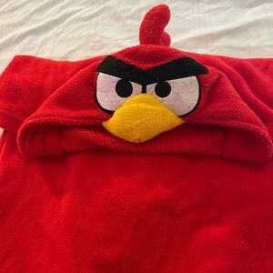Red Angry Bird Hooded throw Blanket red fleece kids toddler cartoon animation